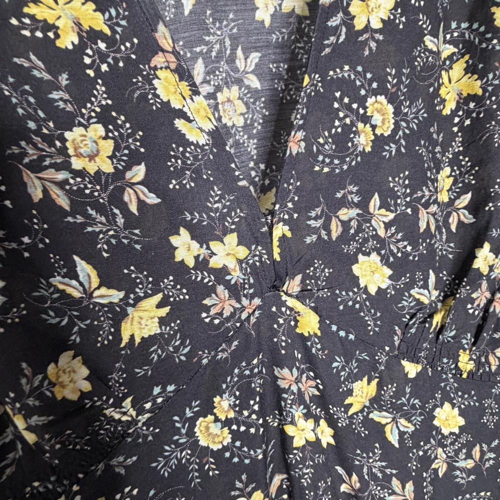 DOEN Charleston Noir Winding Blossoms Floral Midi Dress XXL Organic Cotton Boho - Picture 14 of 16